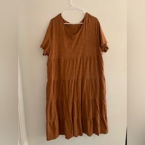 Naturals d&co Long Tiered Dress women’s 1x Burnt Orange Boho Casual